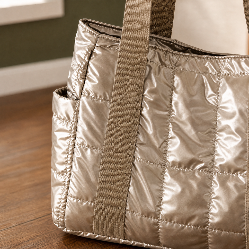 Bernardi Quilted Tote - Scale in Room