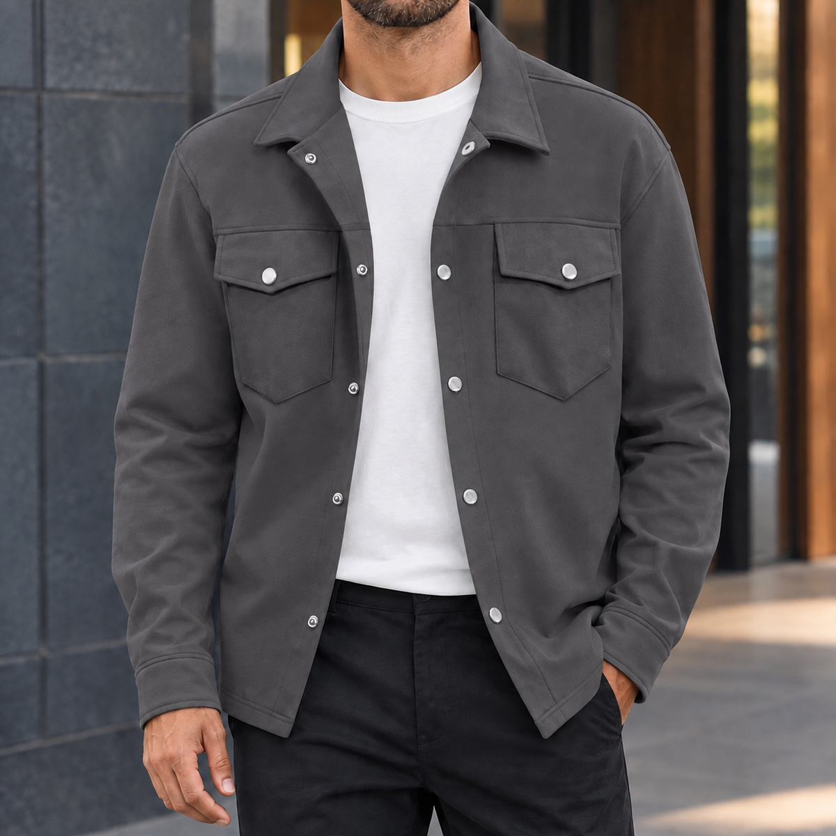 Knox Snap Front Jacket - Gray