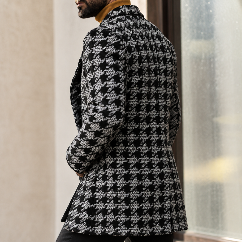 Carter Houndstooth Coat - Reverse or Side Angle