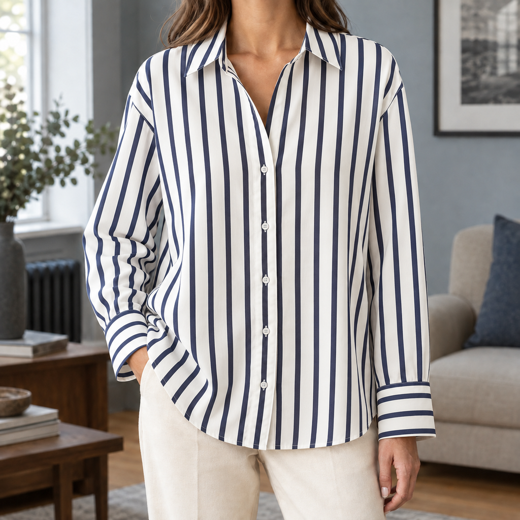 Iris Striped Shirt - Dark Blue
