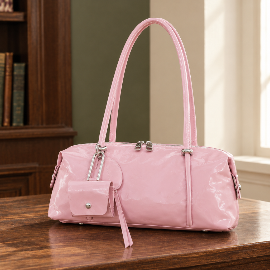 Grosseto Glossy Leather Handbag - Reverse or Side Angle