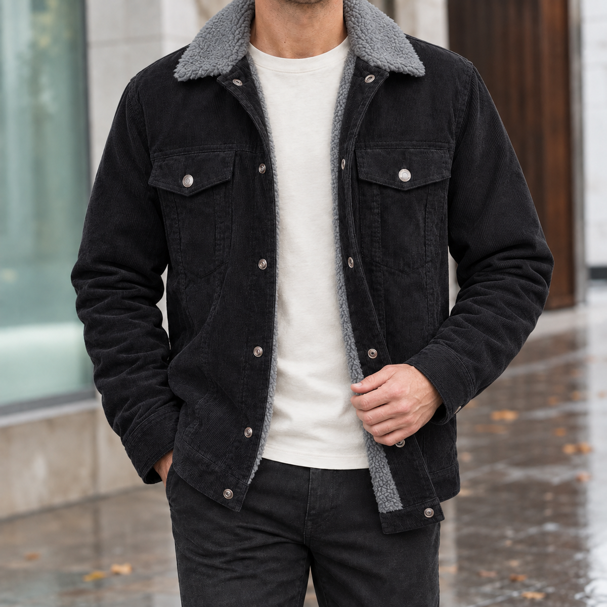 Hudson Corduroy Jacket - Black 2