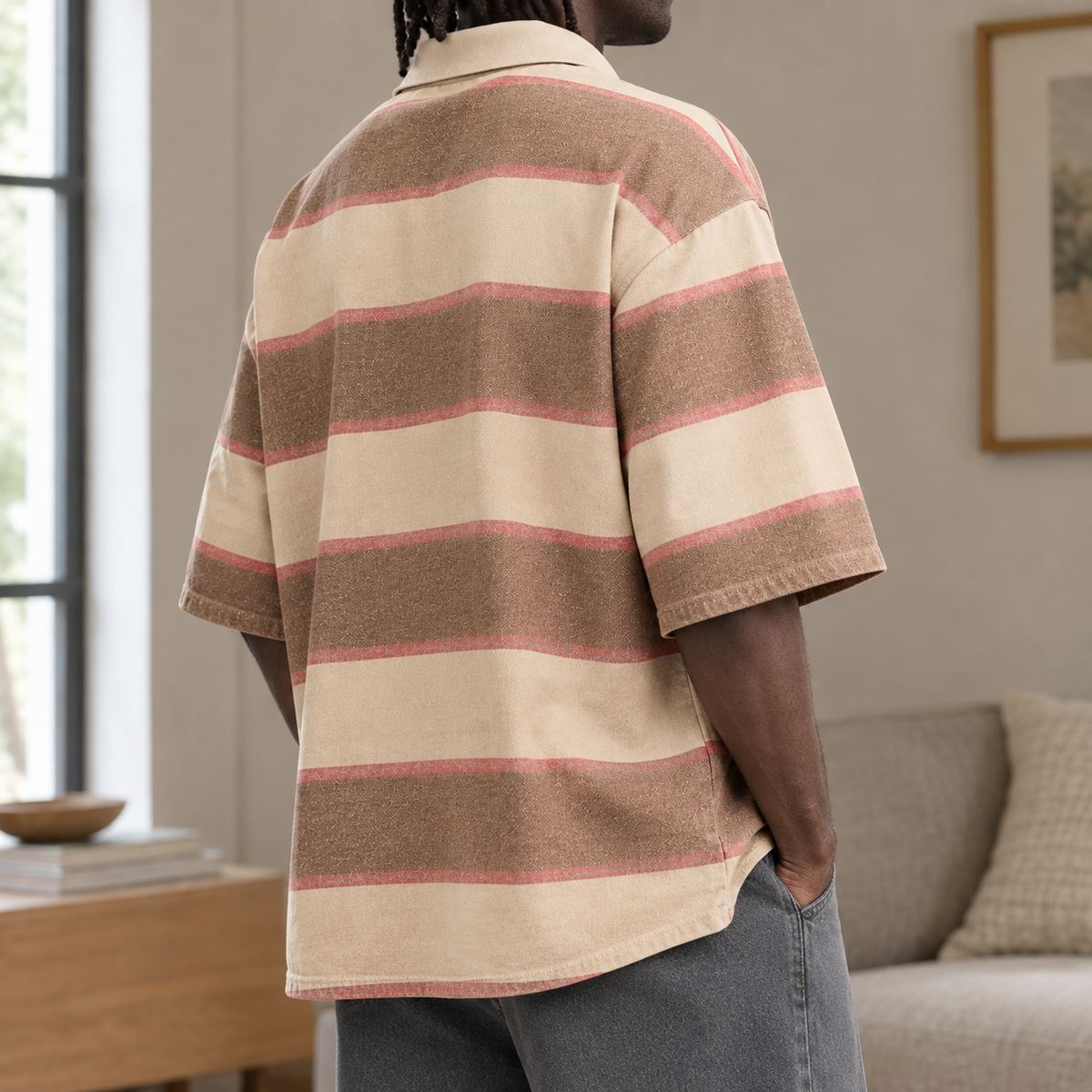 Lennox Striped Polo Shirt - Reverse or Side Angle