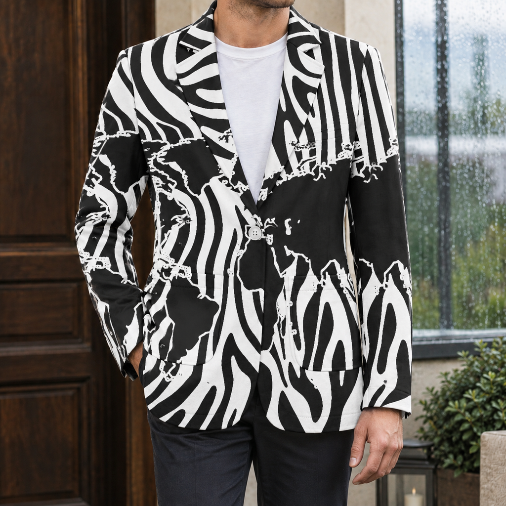 Augustus Notch Lapel Blazer - Black White