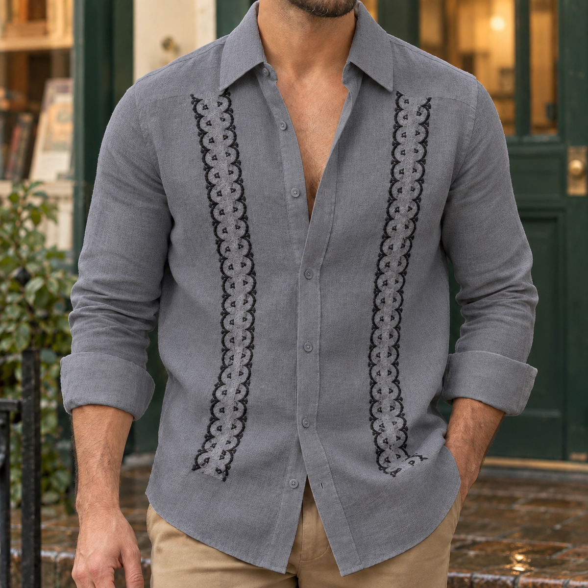 Fraser Embroidered Shirt - Gray 2