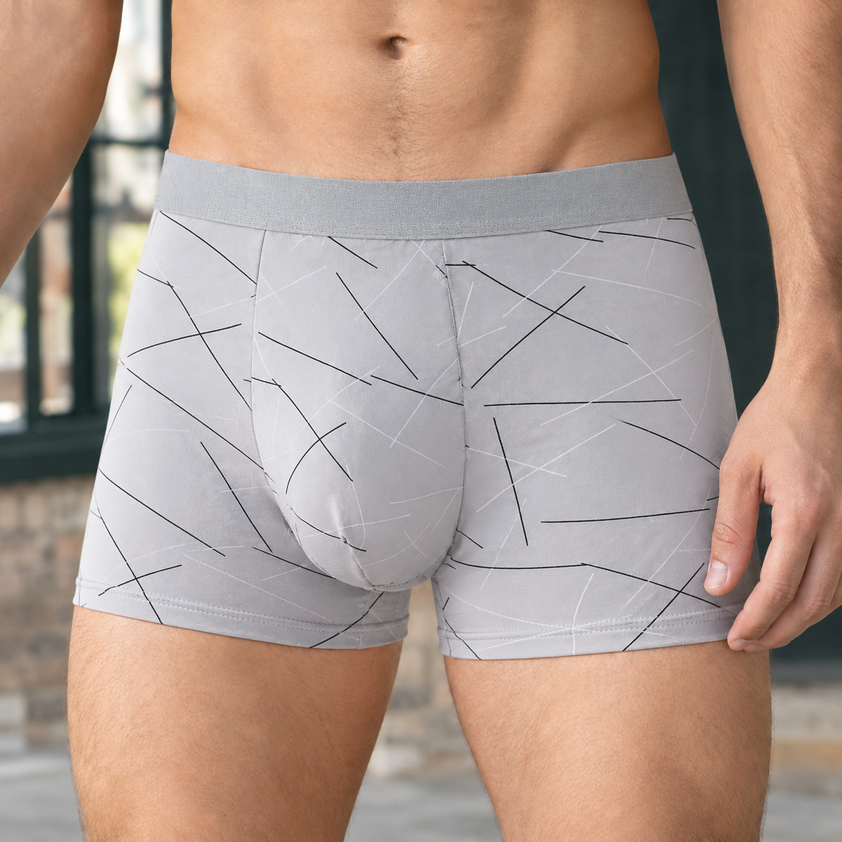 Benoit Printed Boxer Briefs - Light Gray 2