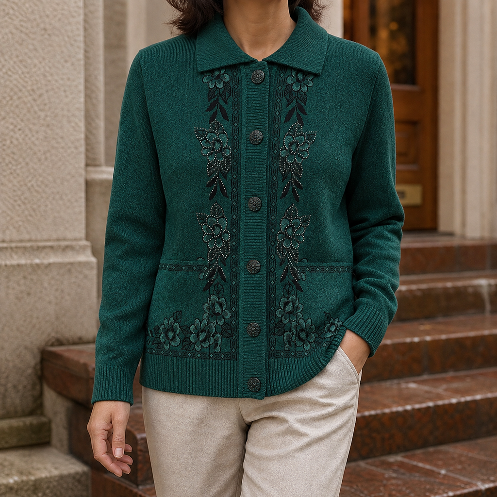 Elena Floral Cardigan - Dark Green