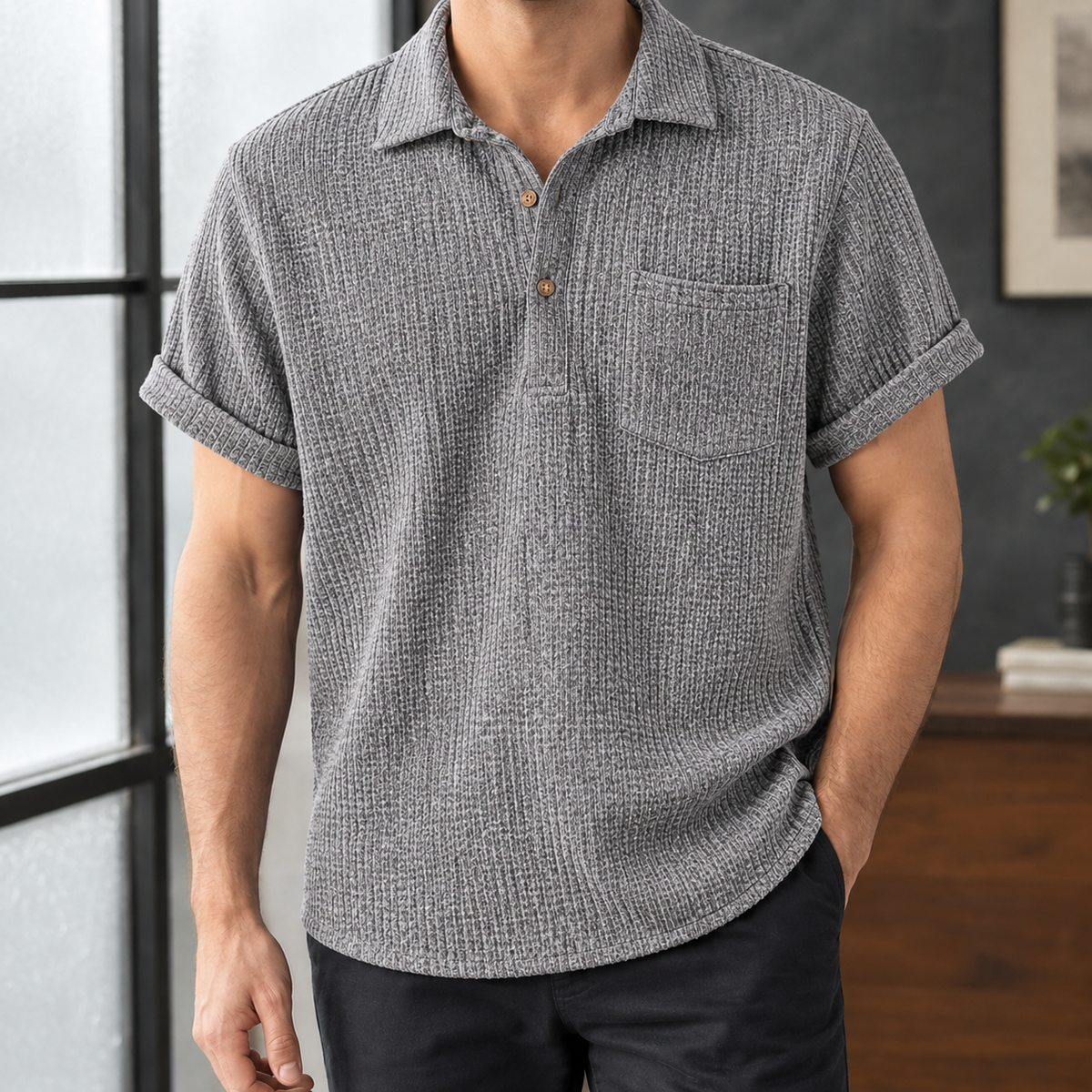 Theodore Ribbed Shirt - Gray