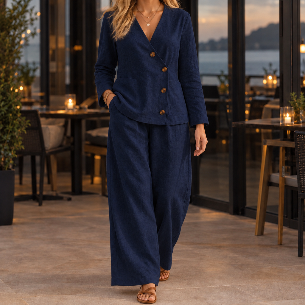 Celine Wide-Leg Set - Navy