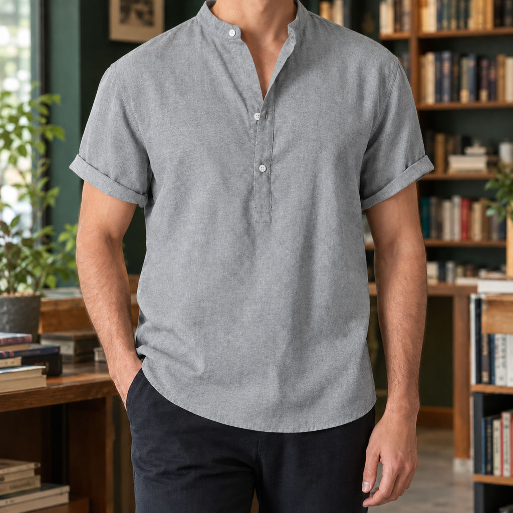Liam Mandarin Shirt - Gray
