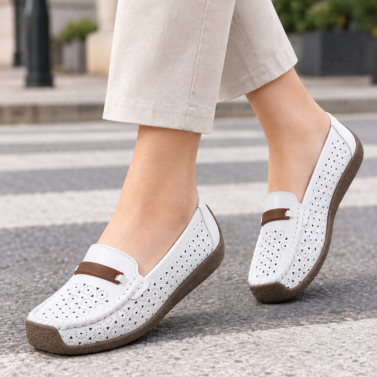 Serrano Perforated Loafers - White