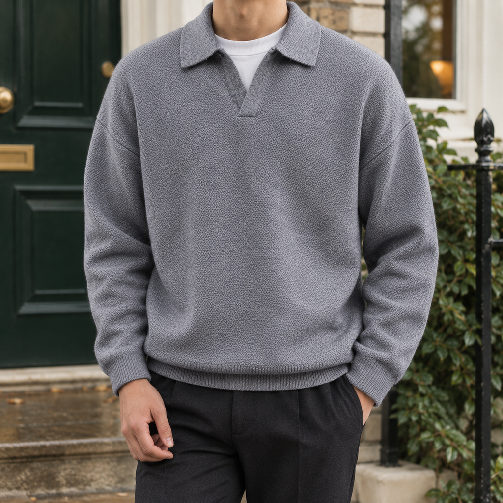 Pascal Open Collar Sweater - Gray