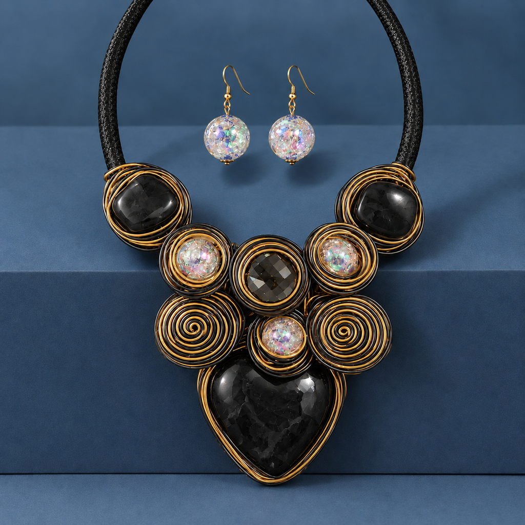 Ricciardi Wirework Jewelry Set - Black