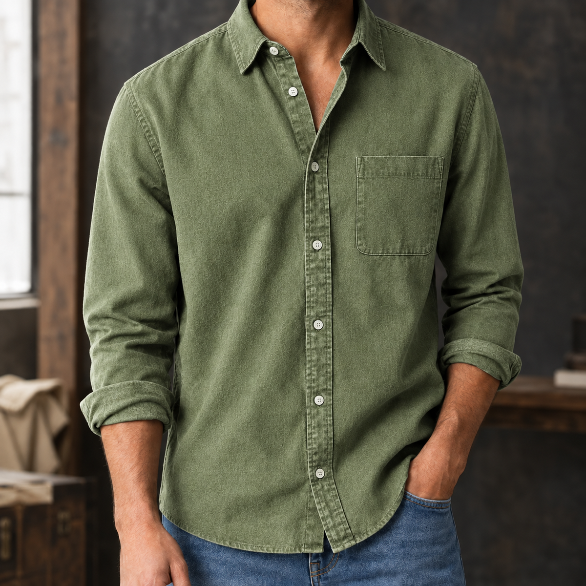 Audric Relaxed Shirt - Army Green