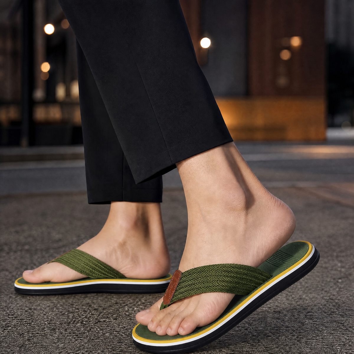 Borromeo Woven Flip Flops - Green