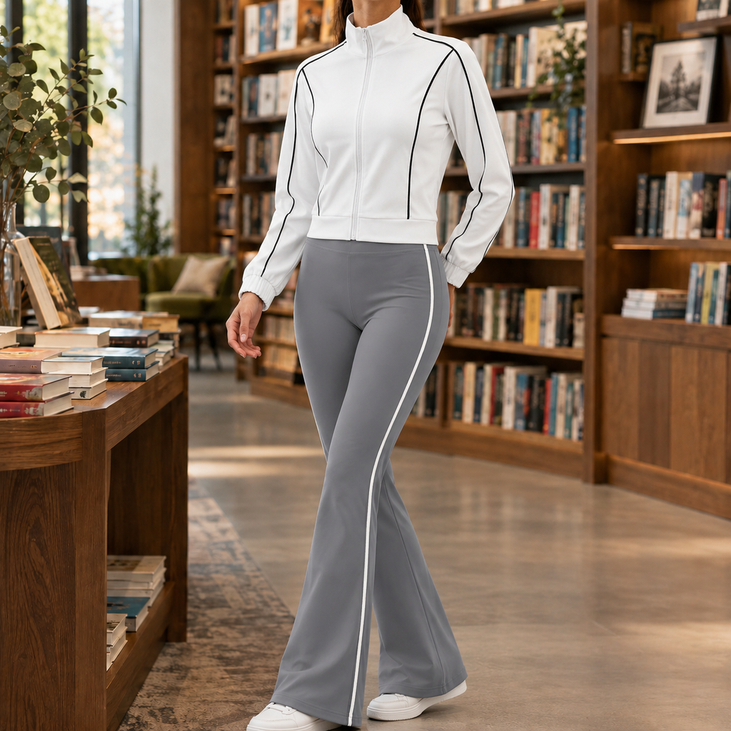 Valerie Flared Set - White And Gray