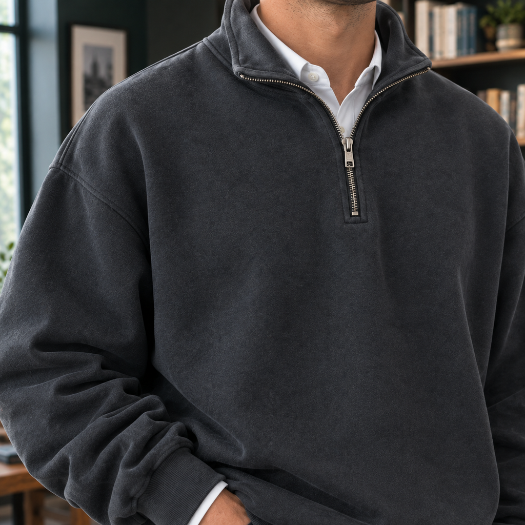 Rupert Half Zip Sweatshirt - Reverse or Side Angle