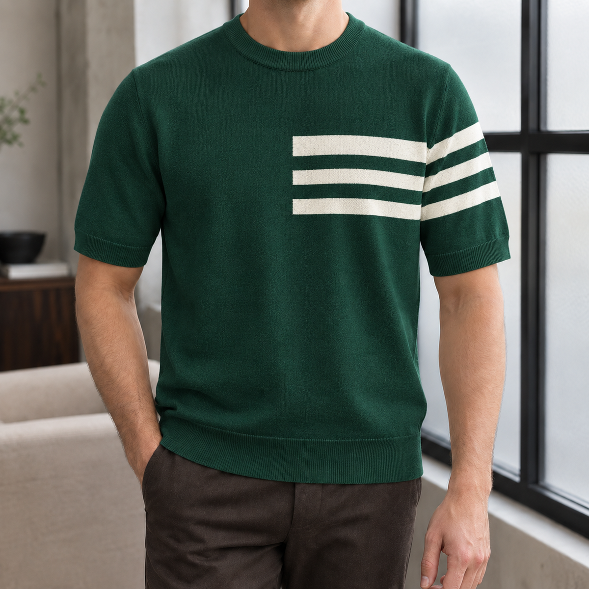 Renard Crew Neck Top - Forest Green