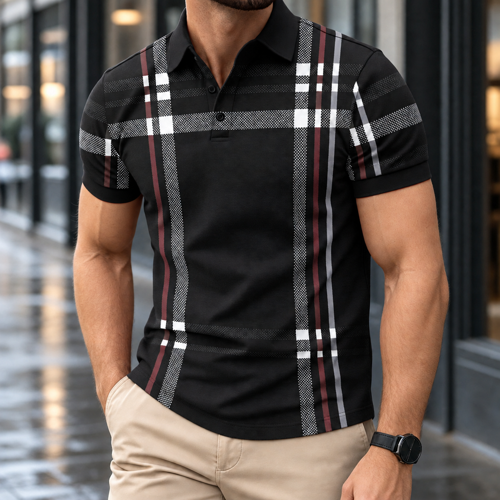 Andrew Plaid Polo - Black