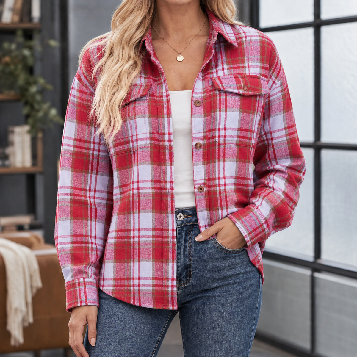 Giulietta Plaid Overshirt - Red Plaid