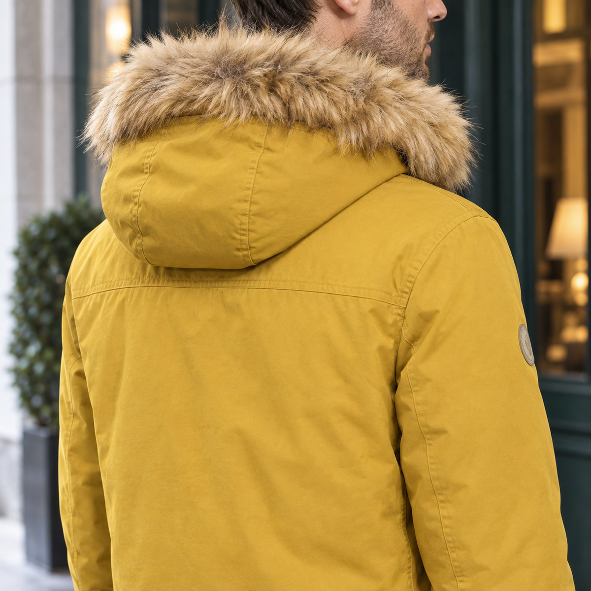 Austin Hooded Overcoat - Reverse or Side Angle