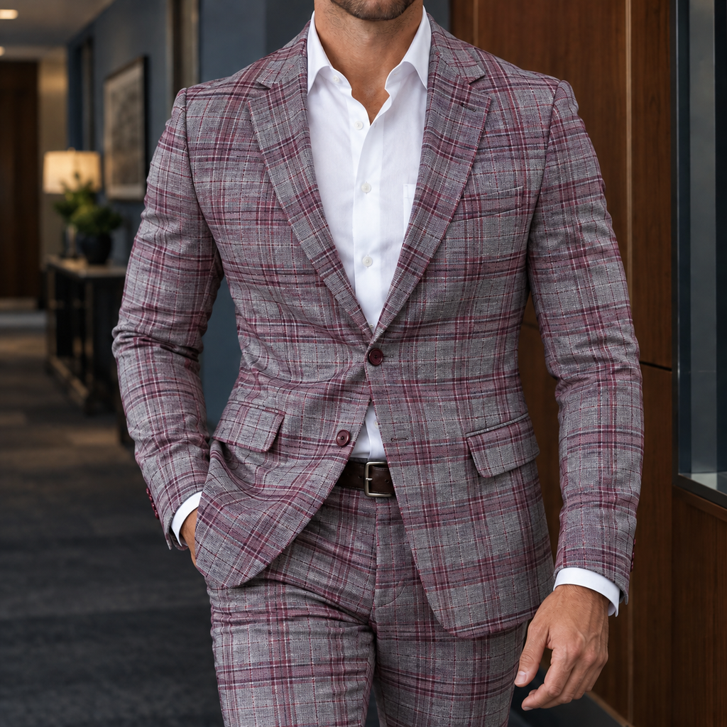 Sebastian Tailored Set - Gray Burgundy