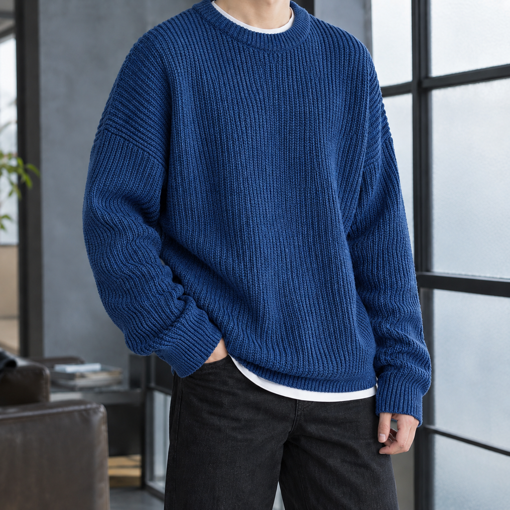 Oberon Ribbed Sweater - Blue