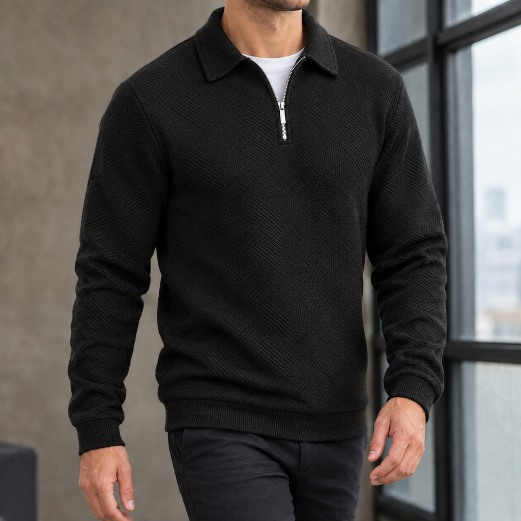 Valentin Quarter Zip Sweater - Black