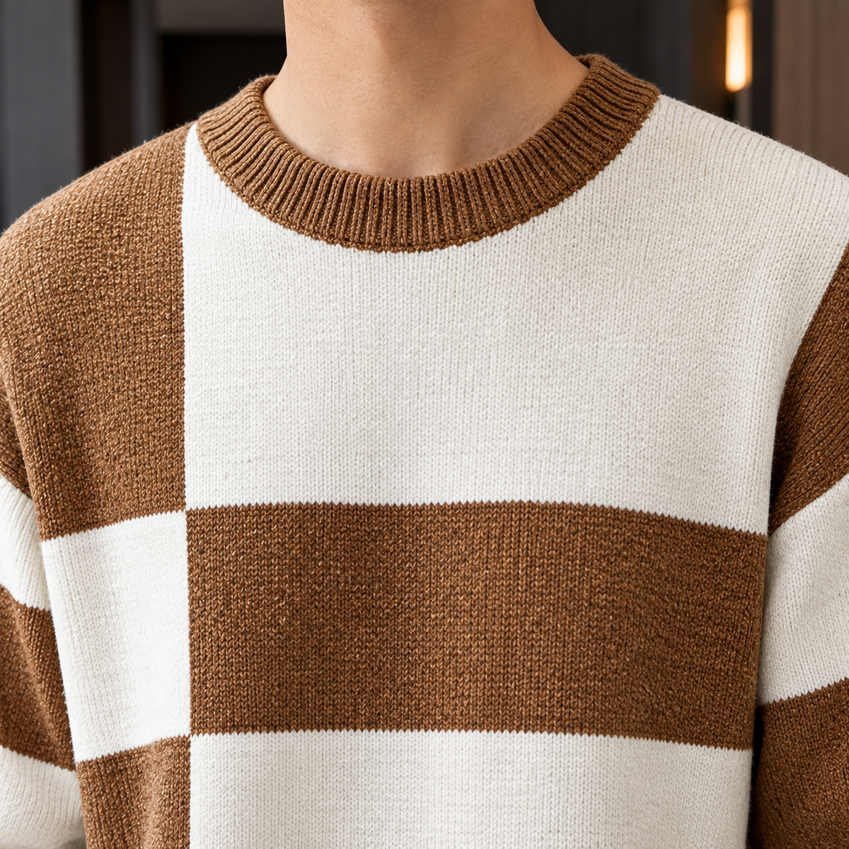Freddie Checked Knit Sweater - Scale in Room