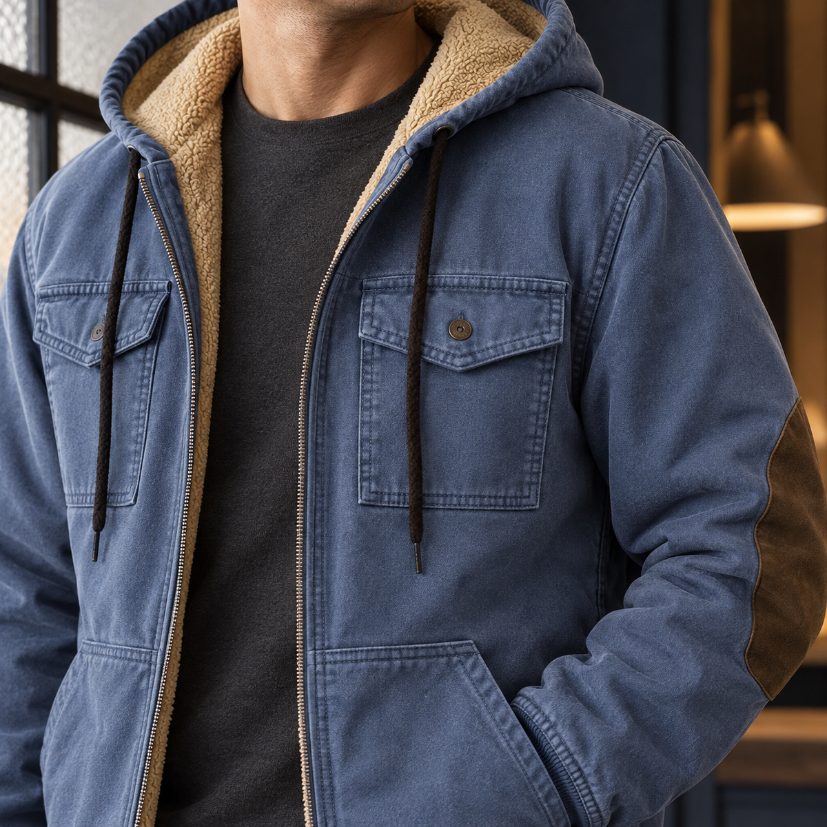Dario Hooded Jacket - Scale in Room