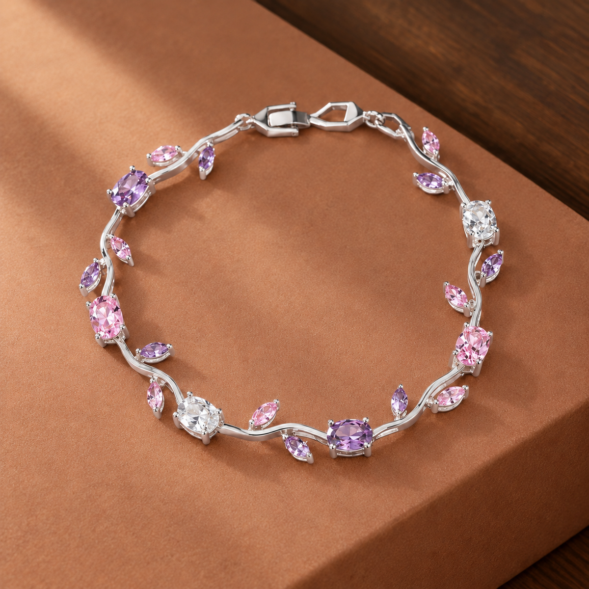 Lauriston Floral Bracelet - Silver Pink Purple White 2