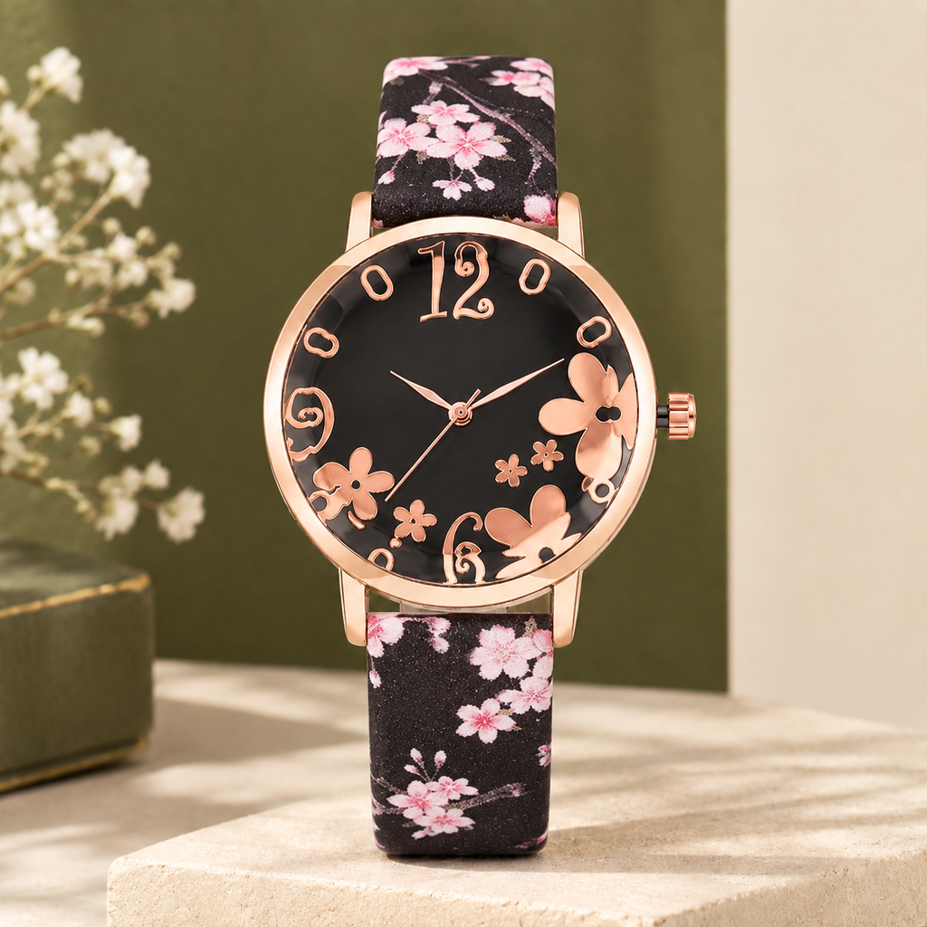 Waverley Floral Watch - Black