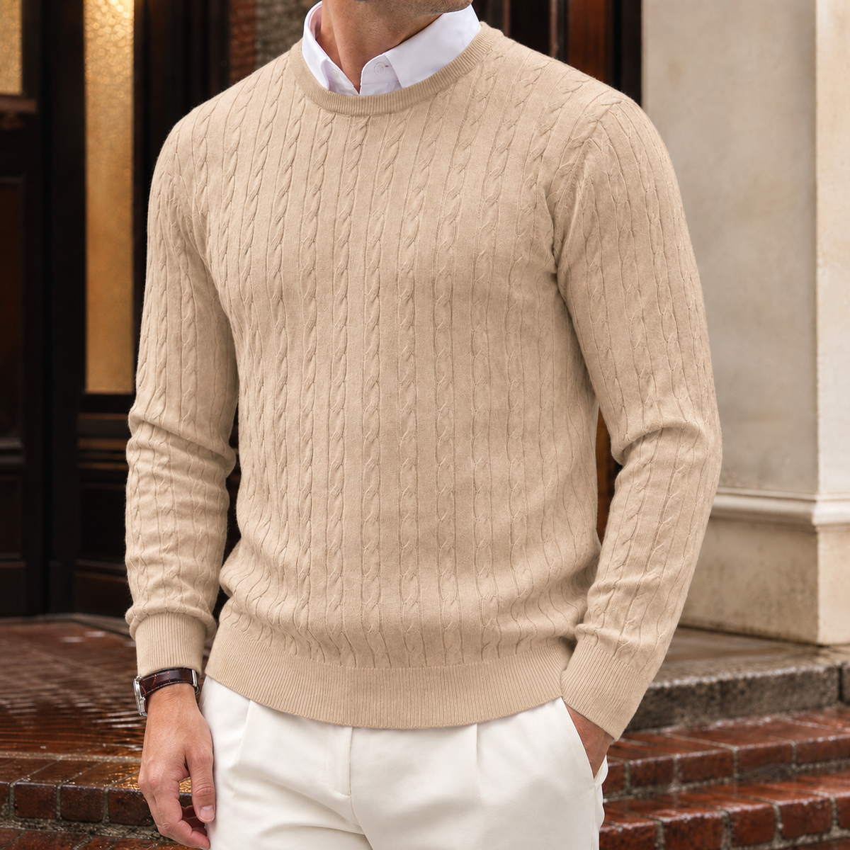 Marcel Cable Knit Sweater - Beige
