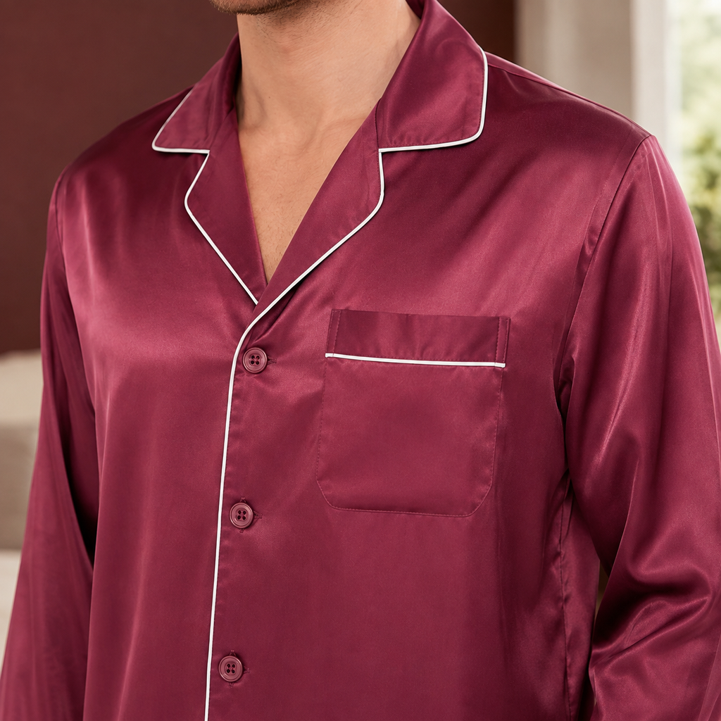 Alderic Piped Pajama Set - Feature Close-up