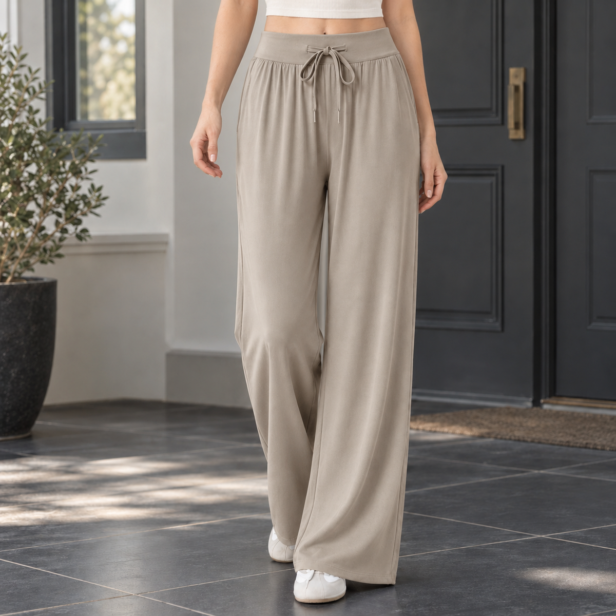 Hildegarde Wide Leg Pants - Khaki