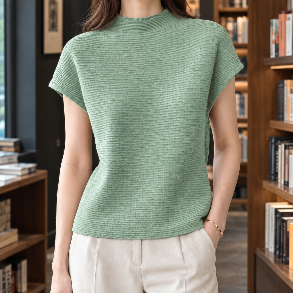 Lena Textured Knit Top - Mint Green