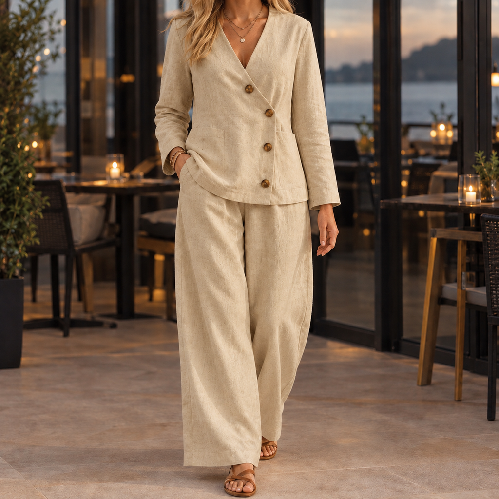 Celine Wide-Leg Set - Beige