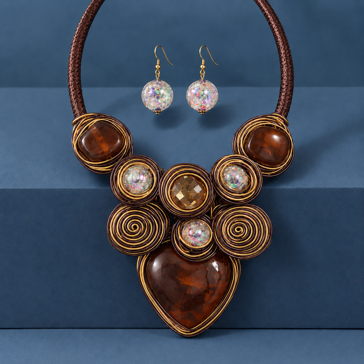 Ricciardi Wirework Jewelry Set - Coffee