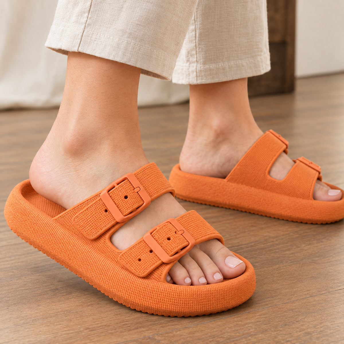 Comacchio Double Buckle Slides - Feature Close-up