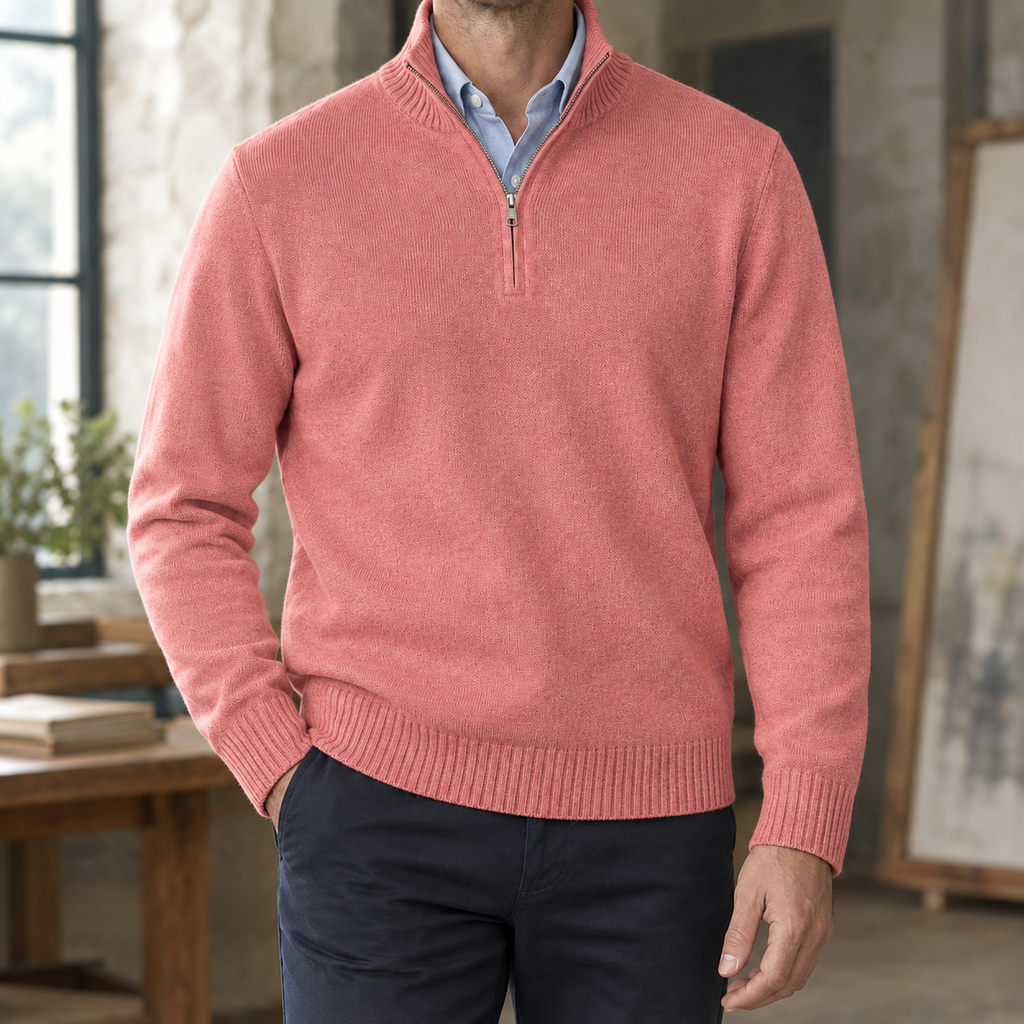 Lucian Half Zip Sweater - Coral