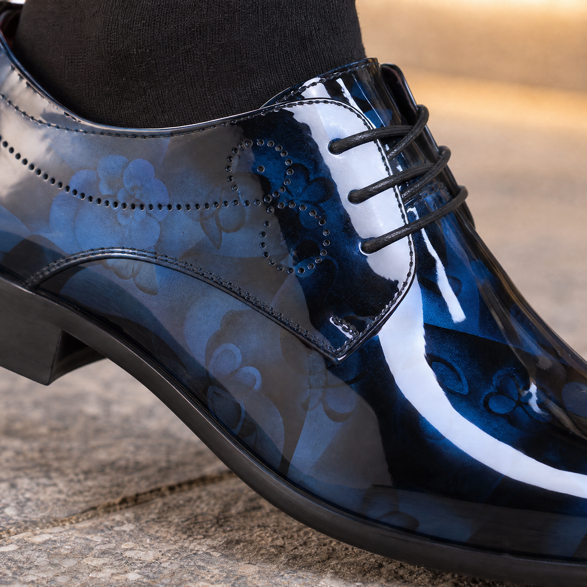 Saluzzo Floral Derby Shoes - Scale in Room