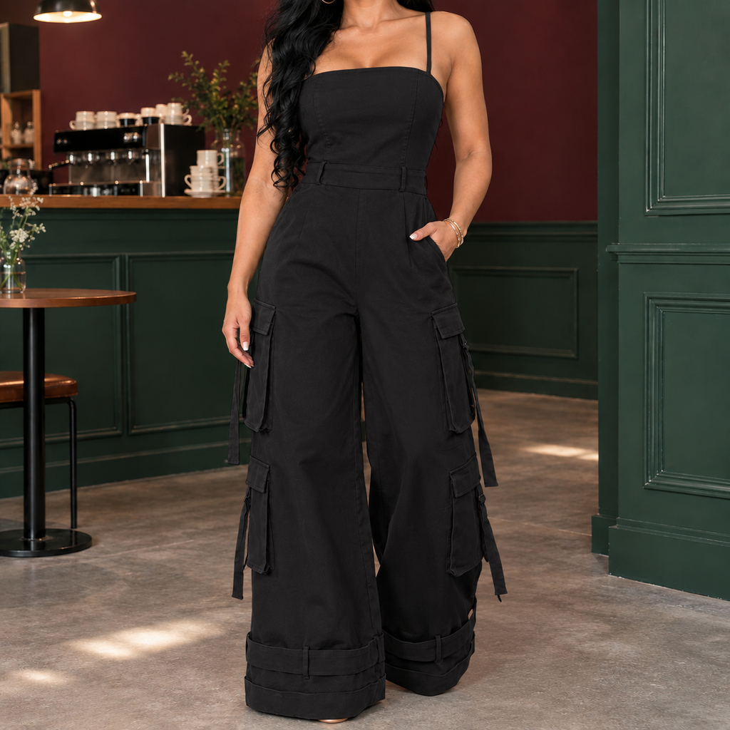 Arletta Wide Leg Jumpsuit - Black