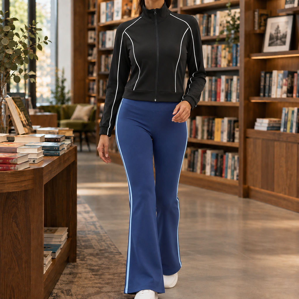 Valerie Flared Set - Black And Blue