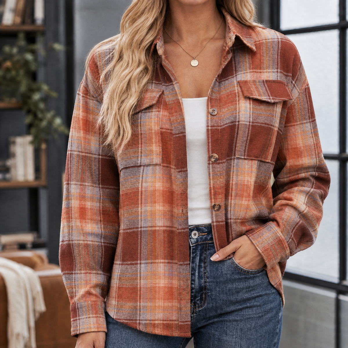Giulietta Plaid Overshirt - Caramel Plaid