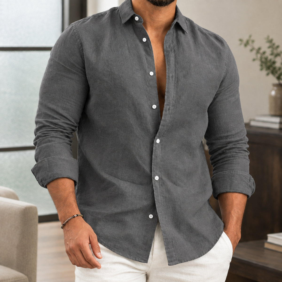 Tyler Button Shirt - Dark Gray