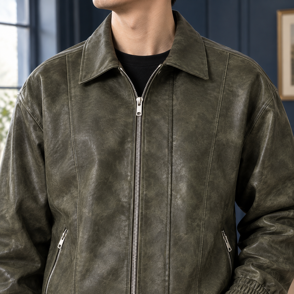 Ryan Leather Jacket - Reverse or Side Angle