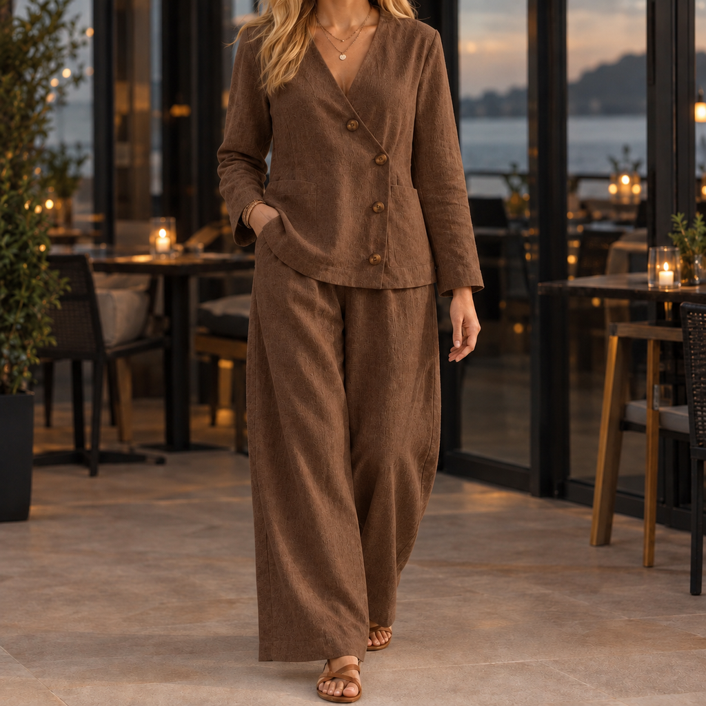 Celine Wide-Leg Set - Brown