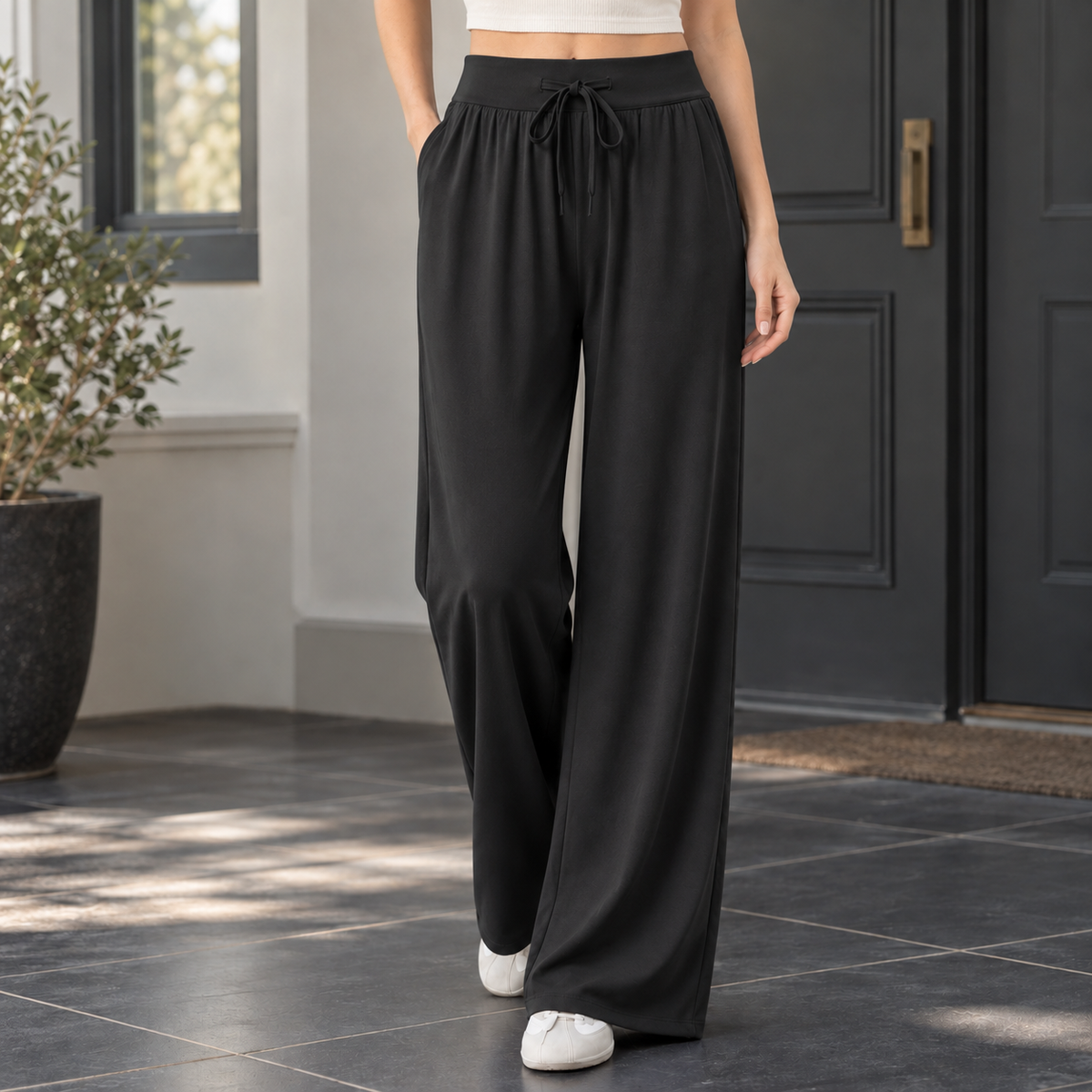 Hildegarde Wide Leg Pants - Black