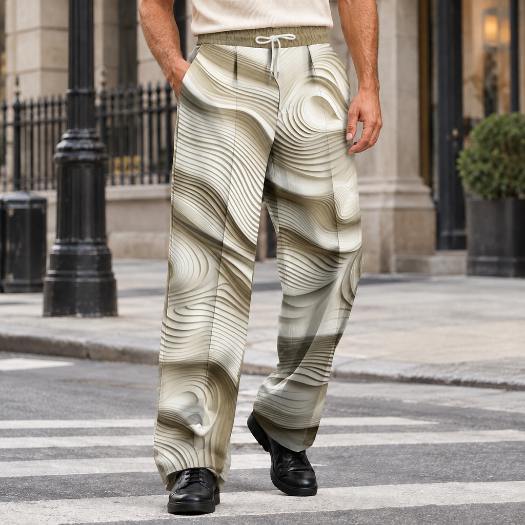 Finley Relaxed Pants - Cream Abstract