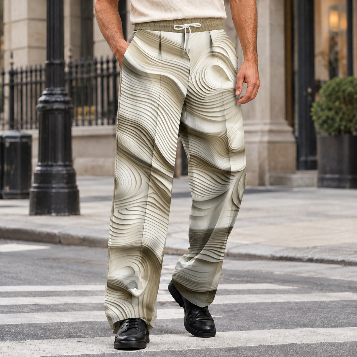 Finley Relaxed Pants - Cream Abstract